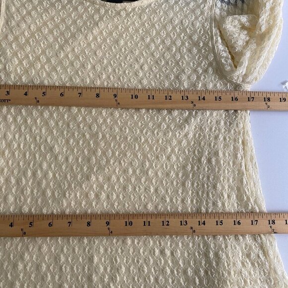 Ali Miles Cream Lace Tunic Top Ivory Size Medium 3/4 Sleeves Sheer - Picture 8 of 10